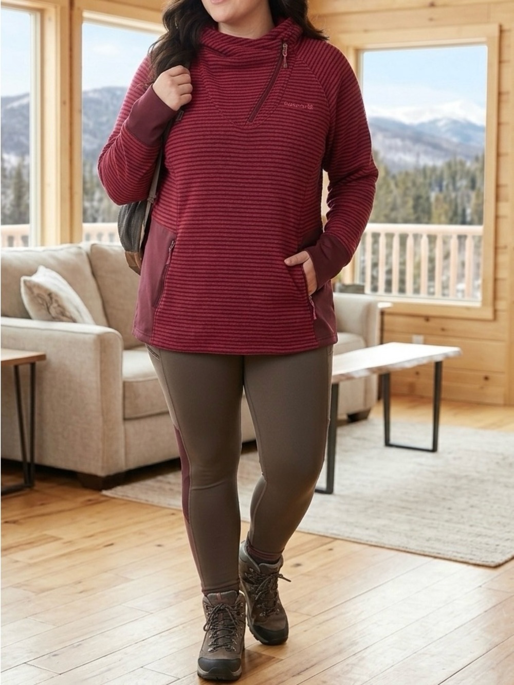 Avalanche Outdoor Supply Co Striped Asymmetrical 1/4 Zip Fleece Hoodie XXL